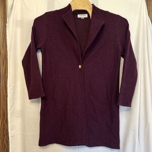 Calvin Klein Women's Size Medium Plum Purple Long Sweater Cardigan‎ Coat Wool